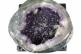 Amethyst Jewelry Box Geode With Calcite On Metal Stand #116279-3